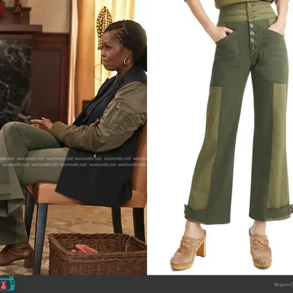 Veronica Beard Marley two tone High-Rise Straight Pants - Picture 2 of 6